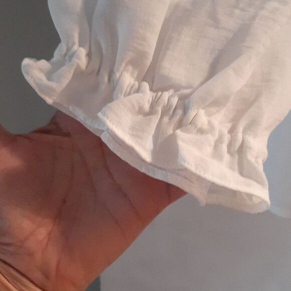 Adrianne vittadini shirt L  White blouse sheer flowy blouse top soft girl  top - Picture 2 of 6